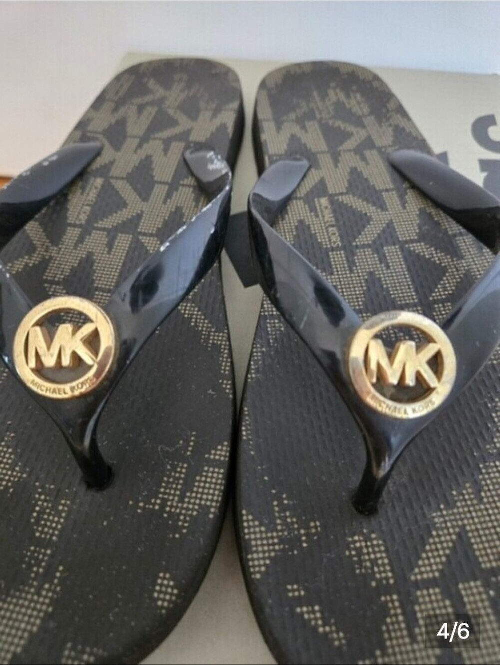 Womens Size 11 Brown Logo Print Michael Kors Flipflops - Picture 4 of 6